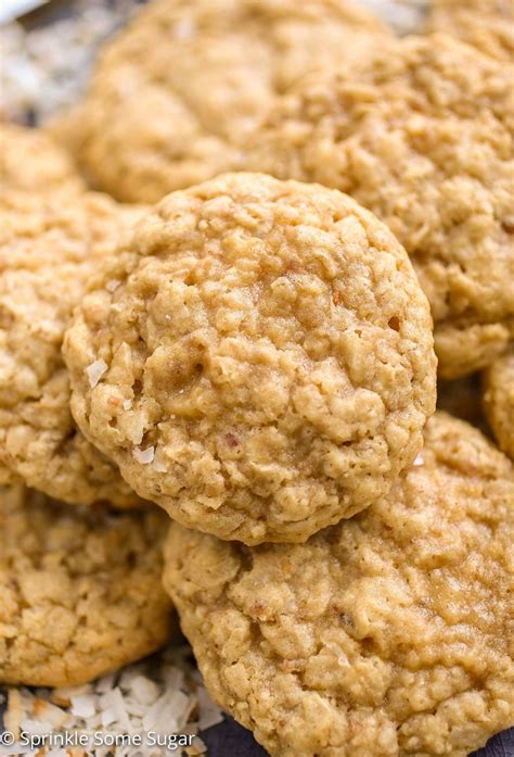 Soft And Chewy Oatmeal Cookies With The Addition Of Sweet Toasted