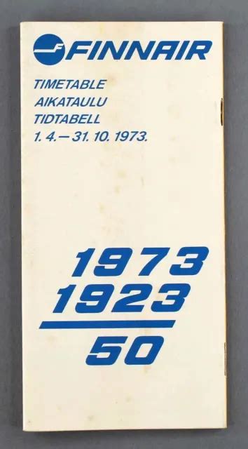Finnair Airline Timetable Summer 1973 Finland Route Map 1864 Picclick