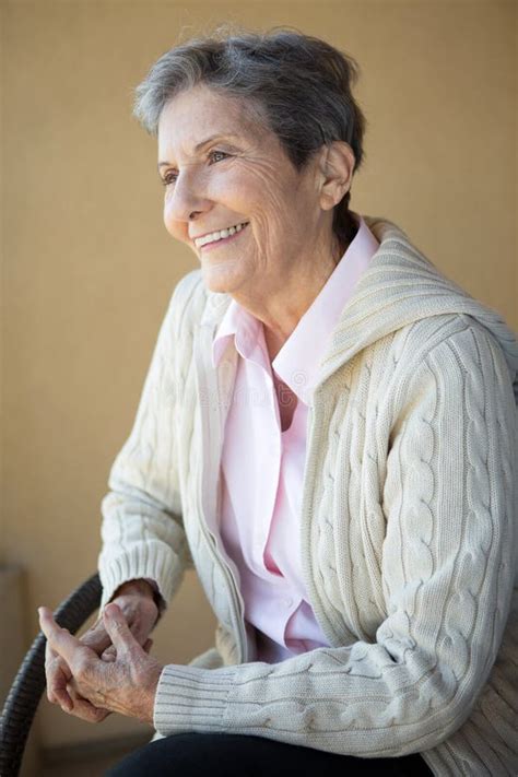 Portrait Of A Mature Elderly Woman Smiling Stock Image Image Of