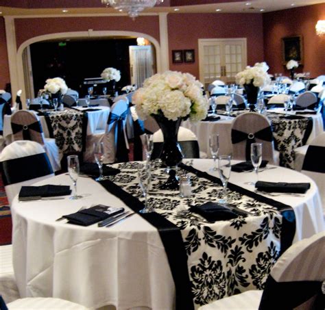 Dramatic Black And White Wedding Reception I Like The Light Blue With It But I Hate Those