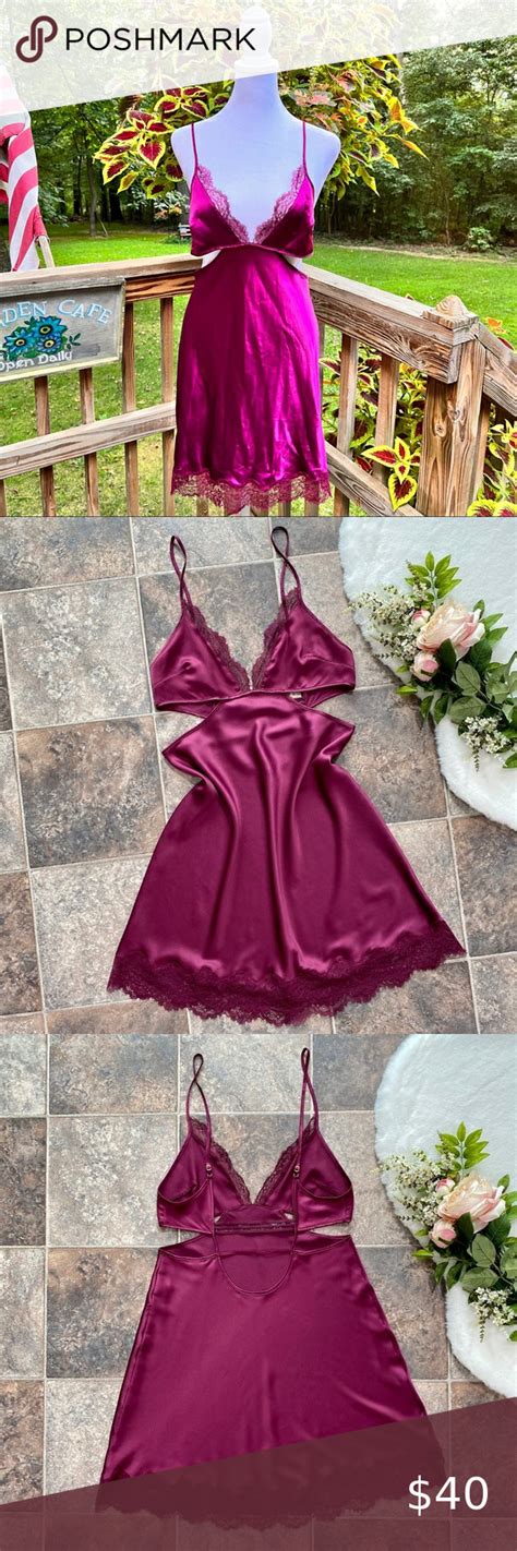 Y K Victorias Secret Pansy Purple Satin Slip Dress Medium Excellent