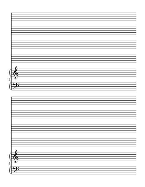 2 Systems Of 4 Staves And Piano Music Paper Free Download
