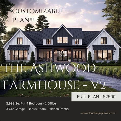 The Ashwood Farmhouse Floor Plan 100 Customizable Floor Etsy