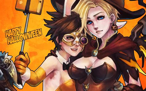 Download Wallpaper Girls Art Tracer Overwatch Mercy Lena Oxton Angela Ziegler Witch Mercy