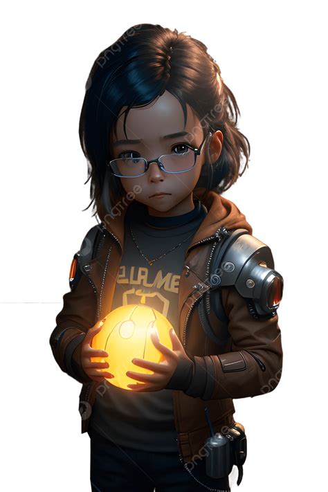 Cyborg Girl Carrying A Glowing Orb Lighting Artstation Detailed