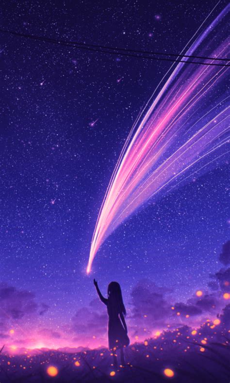 480x800 Anime Girl And Cool Starry Sky Galaxy Note Htc Desire Nokia
