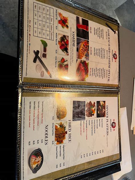 Menu at Samurai Sushi restaurant, Anchorage