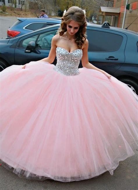 Sparkle Crystals Sweet Dresses Sweetheart Ball Gown Pink Quinceanera Dresses New Arrival Party