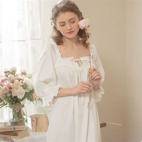 2018 Ladies Sleepwear Cotton Princess Nightdress Classical Royal