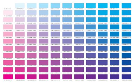 Blue Cmyk Printable Color Charts