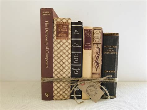 Decorative Books in Cream Tan Brown Blue Vintage Book Collection Earth ...
