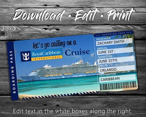 Royal Caribbean Cruise Tickets Cruise Ticket Download - Etsy | Royal