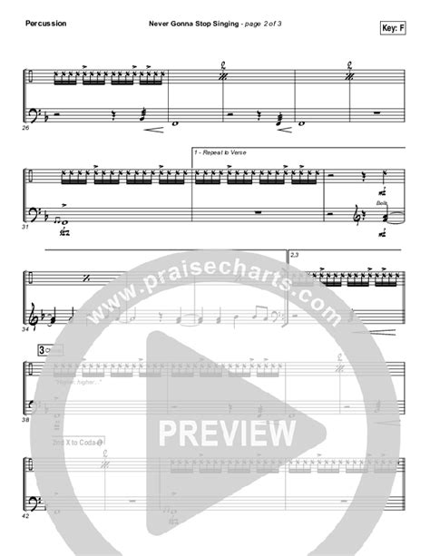Never Gonna Stop Singing Percussion Sheet Music Pdf Jesus Culture