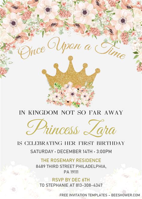 Princess Birthday Invitation Templates Editable Docx Free