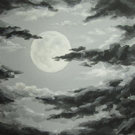 Full Moon In A Cloudy Sky Painting By Anna Bronwyn Foley Pixels