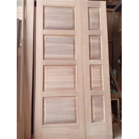 Kusen dan daun pintu kayu mahoni + kunci dan engsel: Pintu depan dobel panel kayu bangkirai | Shopee Indonesia