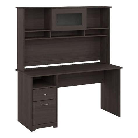 Cabot 60w Computer Desk With Hutch In Heather Gray Engineered Wood