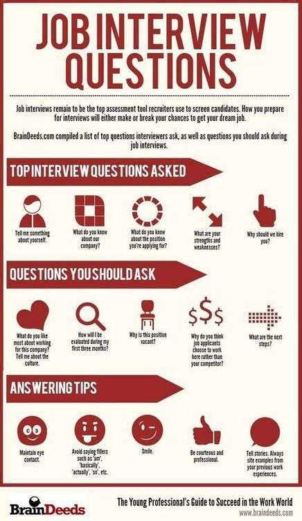 Job Interview Questions Job Search Infographics