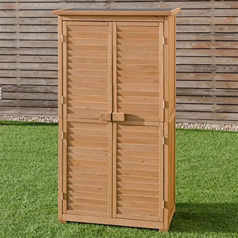 Goplus Garden Storage Shed Fir Wood Shutter Design Wooden Lockers For