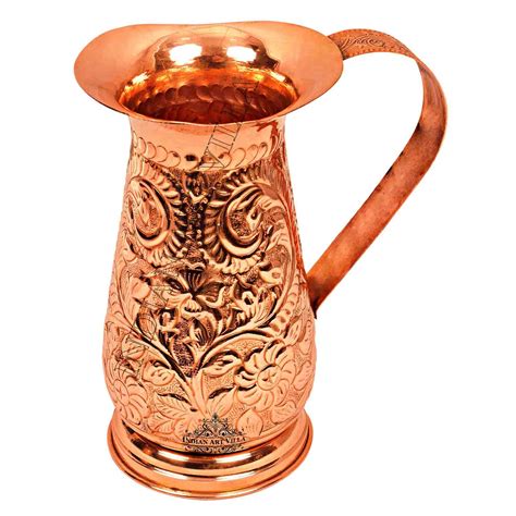 Buy Indian Art Villa Pure Copper Jug Royal Designer Storage Drinking Water Pitcher Online