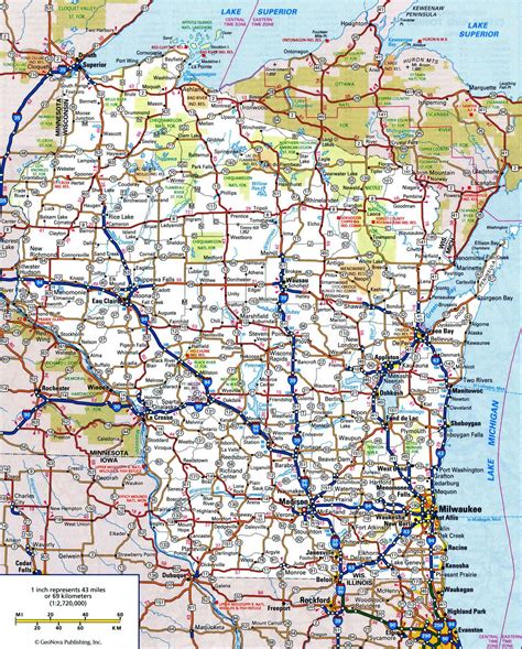 Highway And Road Map Of Wisconsin Free Maps Of Us