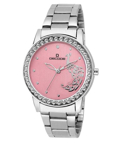 Decode Ladies Crystal Studded LR-2120 Chain Pink Diamond Collection Watch for Women/Girls Price 