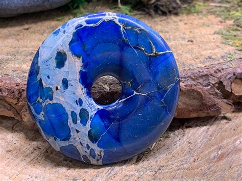 Blue Sea Sediment Jasper Dyed 50mm Stone Donut Pendant Bss205