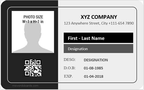 5 Best Employee Id Card Format In Word Microsoft Word Id Card Templates