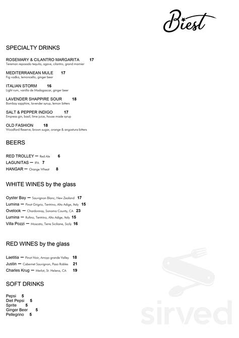 Biest menu in Rancho Cucamonga, California, USA