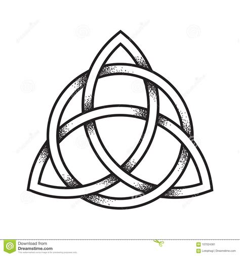 Triquetra Or Trinity Knot Hand Drawn Dot Work Ancient Stock Vector