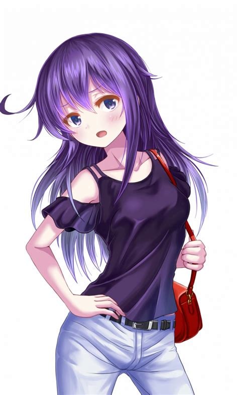 Anime Girl Purple Hair Casual 1280x2120 Wallpaper