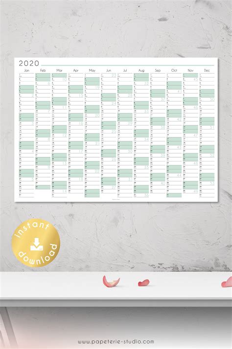 Printable Yearly Wall Calendar For 2020 Keep The Whole Year At A