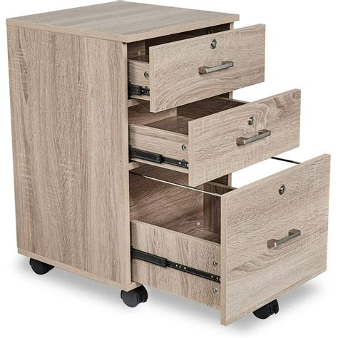 Winado 3 Drawer Rolling Wood File Cabinet With Lockfile Storage