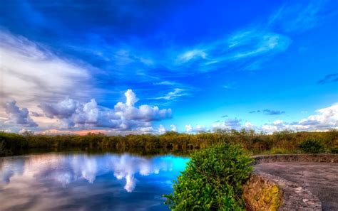 Blue Sky Clouds Lake Scenery Wallpapers Blue Sky Clouds