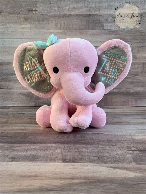 Birth STAT Stuffed Elephant | Birth stat, Handmade gifts, Etsy