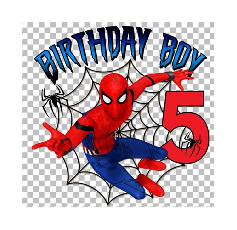 Spiderman 5th Birthday Digital PNG File No Name Instant | Etsy