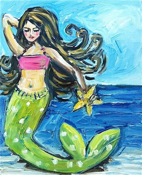 Whimsical Mermaid Painting By Devinepaintings On Etsy 6800 Les Arts