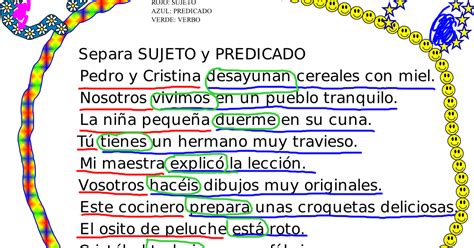 Ejemplos De Oraciones Con Sujeto Y Predicado Para Niños De Primaria