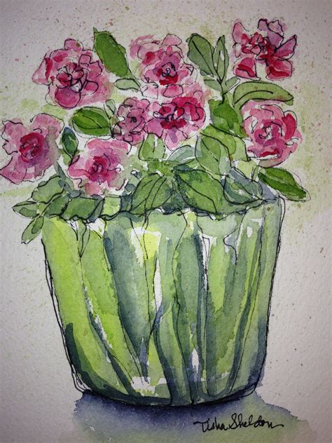 Watercolor By Tisha Sheldon Sweet Little Store Bought Miniature Roses