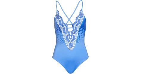 Becca Delilah Plunge One Piece Swimsuit In Blue Lyst
