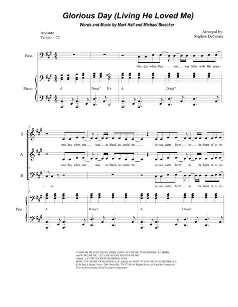 Glorious Day Living He Loved Me Arr Stephen Decesare Sheet Music Casting Crowns Piano