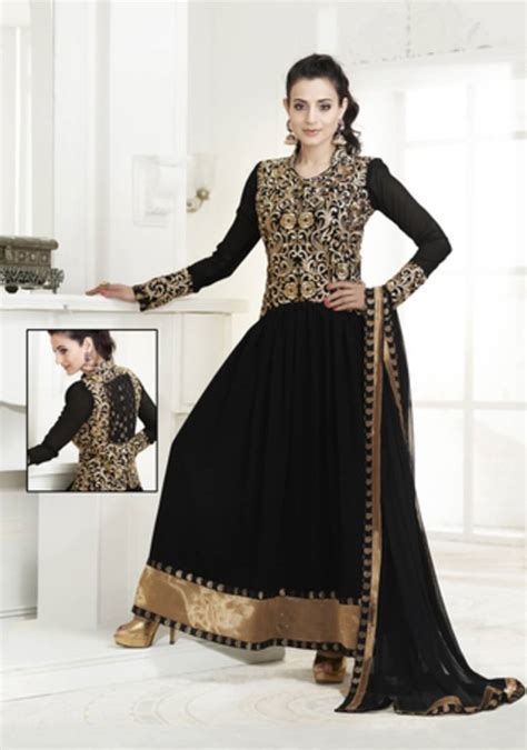 Bollywood Trends Black Colored Georgette Embroidered Anarkali Suit
