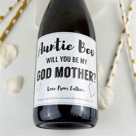 Godmother gift godfather gift godparent gift baptism gift 8. personalised godmother/godfather gift champagne label by ...