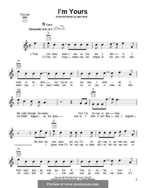 C g am f verse 3: I'm Yours by J. Mraz - sheet music on MusicaNeo