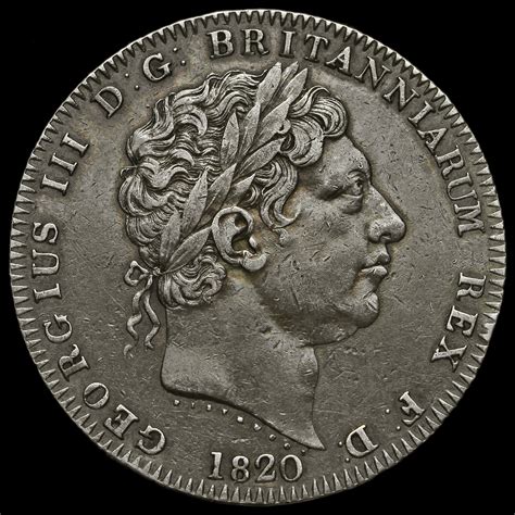 1820 George Iii Milled Silver Lx Crown Gvf