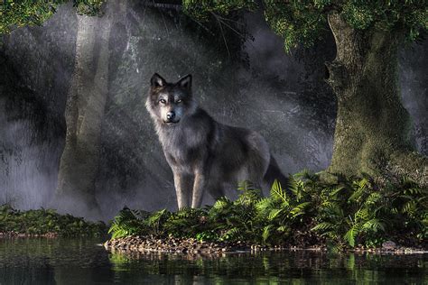 Wolf In The Forest Digital Art By Daniel Eskridge