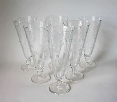 All libbey glassware is not marked, although much of it is. Pilsner Beer Glasses Etched Polka Dots Libbey Rain Pattern ...