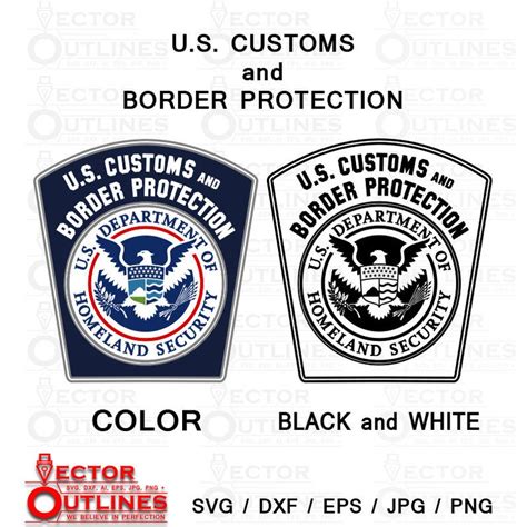 Us Customs And Border Protection Svg Black And White Outline Etsy