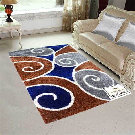 Handloom Rugs Carpets For Living Room In Beautiful Curves Multicolor