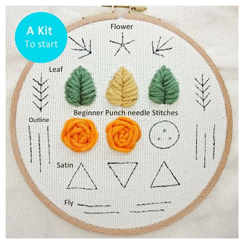 Beginner Punch Needle Kit Learn Different Stitches How To Start Embroidery Fabric Needle Kit